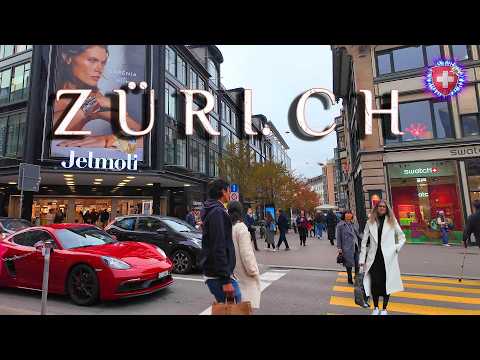 ZURICH SWITZERLAND ✨ Evening in City Center / Bahnhofstrasse Jelmoli along Niederdorf Walk 4K