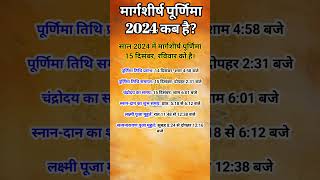 Purnima Kab Hai 14 Ya 15 December 2024 | Purnima 2024 Date Time | मार्गशीर्ष पूर्णिमा 2024 मुहूर्त