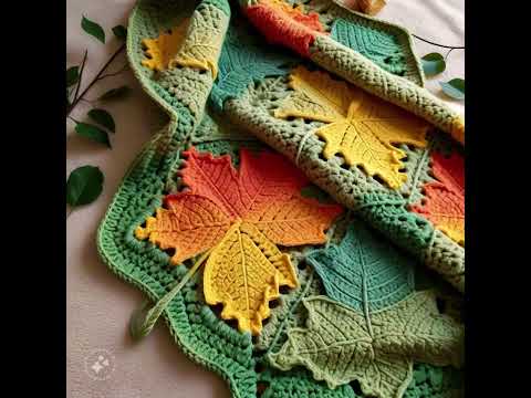 Crochet Leaf patterned blanket #leaf#crochetleaf#blanket #crochetprojects#winterspecial#crocheting