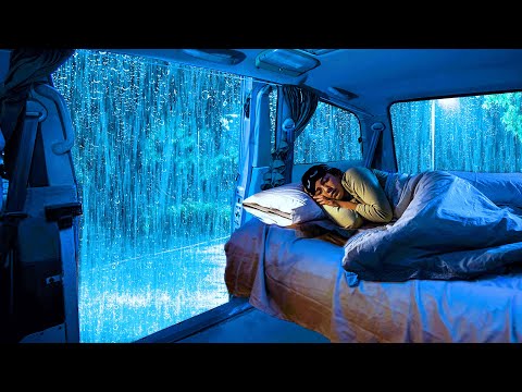 Insomnia Relief in3 Minutes to Sleep Quickly with Sounds Rain & Thunder on Window Cozy Car at Night