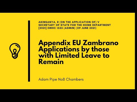 Appendix EU Zambrano Applications by those with Limited Leave to Remain