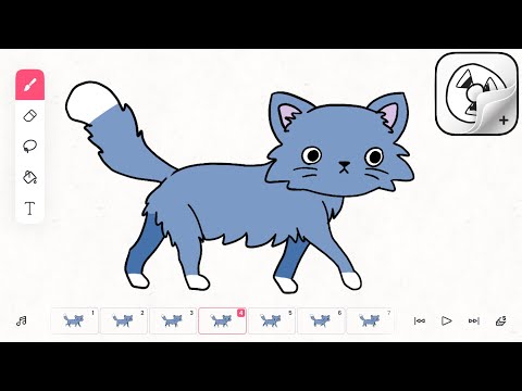 Flipaclip - Cartoon Cat Walking Animation Process | Animation Timelapse