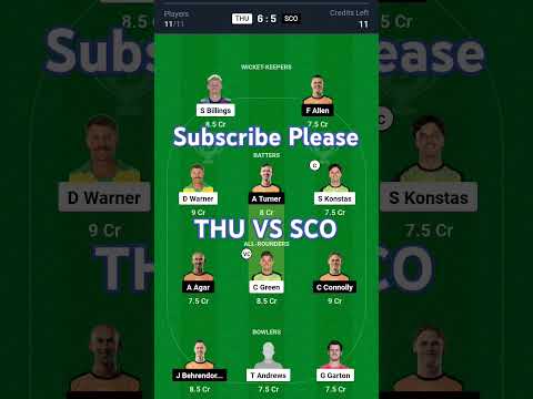 THU vs SCO Dream11 Prediction, Sydney Green vs Perth Dream11 Team, THU vs SCO T20 Dream11 Prediction