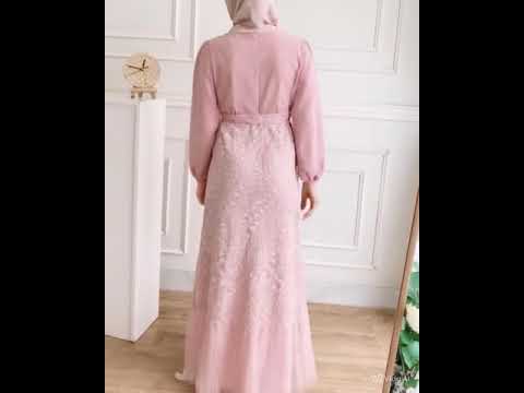 gamis brukat model lengan balon cocok untuk bridesmaid