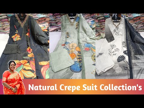 Natural Crepe Suit Collection's | Party Wear Size Available Up to 46 | SUJATA'S COLLECTION