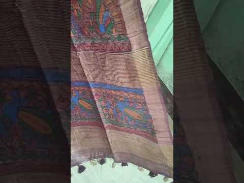 Hand-Painted Desi Tussar Silk Saree | Exquisite Art on Pure Silk