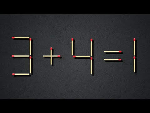 Turn the wrong equation into correct | Matchstick puzzle 3+4=1