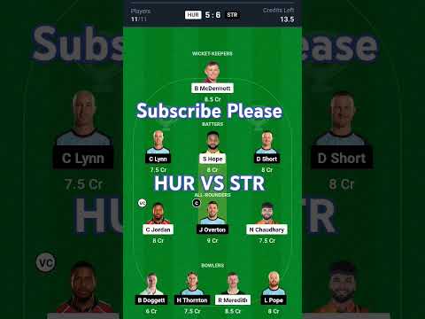 HUR vs STR Dream11 Prediction, Hobart vs Adelaide Dream11 Team, HUR vs STR T20 Dream11 Prediction