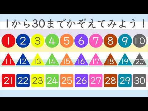 【1から30までかぞえよう‼️】いろんな色と形で数の読み方を覚えよう♪(ひらがな・カタカナ)/3歳児、4歳児、5歳児頃の知育アニメ/子供向け