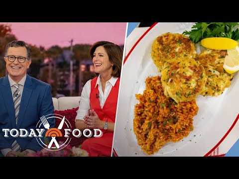 Stephen and Evie Colbert share recipe for crab cakes and red rice