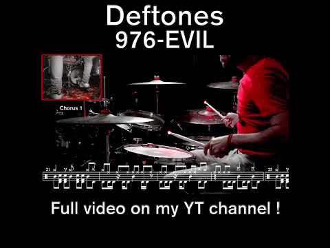 Deftones - 976-EVIL - Drum cover (with scrolling drum score) #deftones #drumcover #drumscore