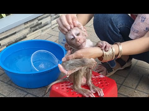 Cute Baby boy Sit For Mom To Take A Bath Look is Very So Cute