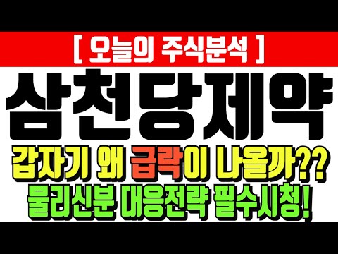 삼천당제약 갑자기 왜 급락이 나올까? 물리신분 대응전략 필수확인