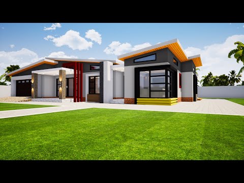 Simple and beautiful house Design  | 3 Bedroom design with Skillion Roof | 22.2mx17.9m