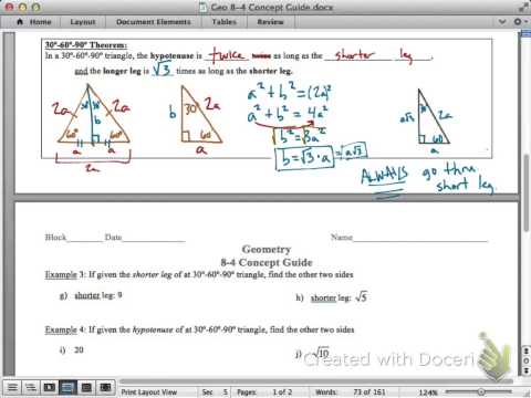 8-4 concept guide: special right triangles