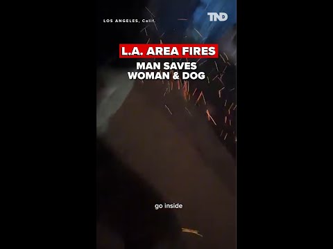 California wildfires: Man saves woman and her dogs as embers fly around