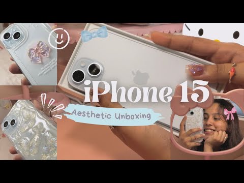 iPhone 15 (Blue) ☁️ | Aesthetic iPhone Unboxing India + Coquette Phone Case 🎀 | Flipkart 2024 Offer