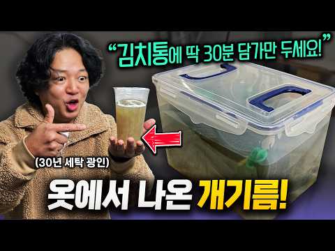 "김치통에 담가 두기만 하세요." 과탄산소다 없이 옷의 찌든 개기름 제거하는 30년 세탁 광인의 비법