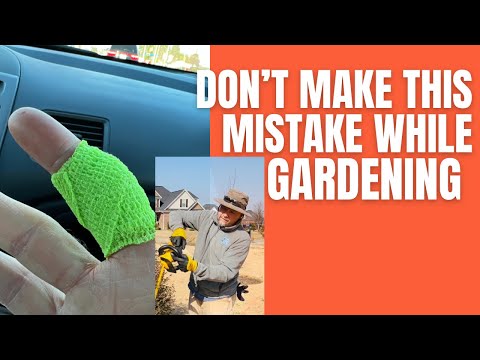 Gardening safety fail. Being in a hurry can cause injuries!