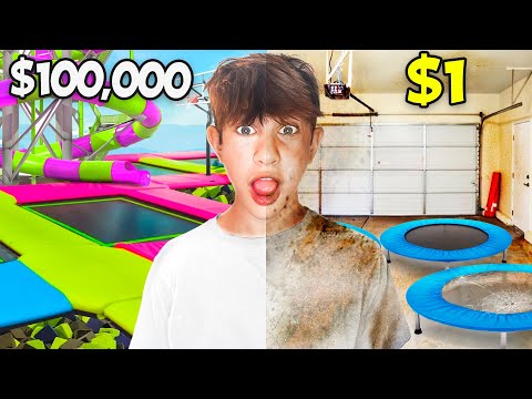 I Survived A $1 vs $100,000 TRAMPOLINE PARK !! *challenges*