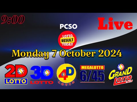 PCSO 9pm Lotto Results Monday, 7 October 2024