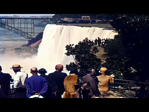 1920s - Niagara Falls Ontario, New York in color [60fps,Remastered] w/sound design added