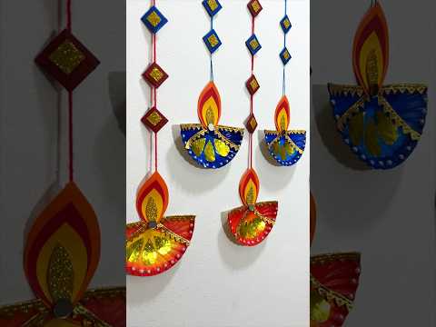 Diya Wall Hanging / Diwali Decoration #paperplatecraft #paperdiya #diya #shorts #ytshorts #diwali