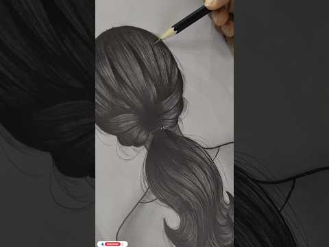 💕✨it took 2 hours to complete ❤️✨sketch of hair | #hairsketch #drawpretty #shorts #art #sketch