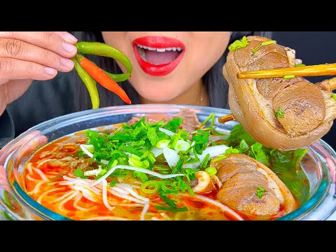 ASMR HUGE BOWL OF SPICY BEEF & PORK BONE NOODLES | EATING SOUNDS | MUKBANG | ASMR Phan