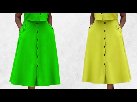 How To Draft and Cut a FRONT BUTTON FLARE SKIRT/ Sew a Front Button Flare Skirt