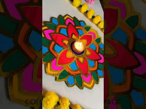 Rangoli DIY / Candle Holder / Diwali Decor#rangoli #shorts #diwali #ytshorts #cricutmade #rangoli