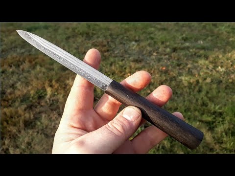 Knife making, pattern-welded (damascus) blade / Kucie dziwerowanego noża