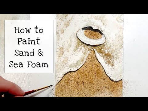 How to Paint a Realistic Seashell in a Wave with Sea Foam on a Sandy Beach with Watercolors Tutorial