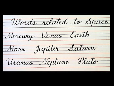 Daily cursive writing practice #1, words related to space, cursive handwriting, planet names, ukg