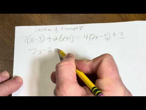 Solve 7(x - 3) + 2(x + 1) = 4(2x - 5) + 3 || Example from Superpowered College Algebra 1