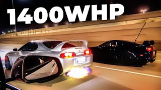 1400 WHP 2JZ Supra Street Race At TX2K!