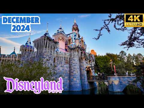 Disneyland California Walking Tour 2024 POV 4k December Holiday Season Crowds