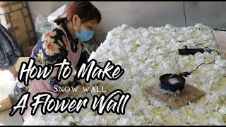 How to Make White Artificial Flower Wall |wedding/party floral decor DIY free tutorial | RoseMorning