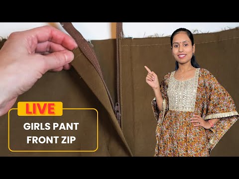 Girls Pant Me Front Zip Kese Lagate hai.