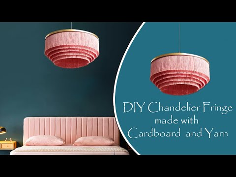 How to make Chandelier with Cardboard and Yarn l l Home decor ideas with cardboard