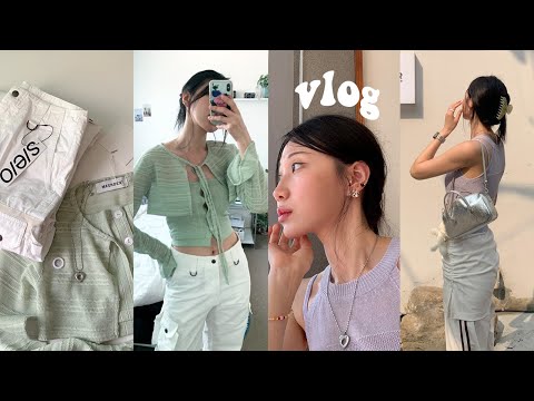 vlog✴︎ 핫썸머 시작..but 내가 너무 사랑해’*•.♡꼬까옷 대방출, 피어싱 바꾸기🍒 에스이오 카고팬츠, 민더리, 이안조, 칼하트, 엔프프, 쓰리투에이티, 여름데일리룩