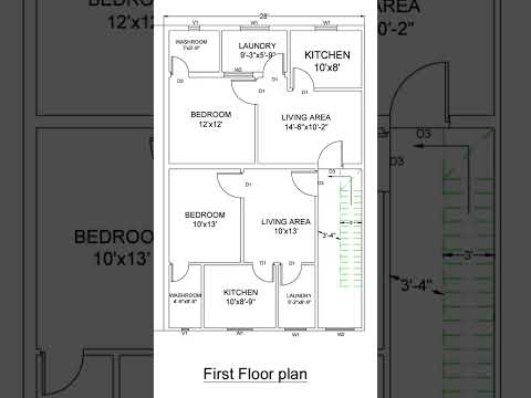 28X40 House plan#architecture #Autocad #viralvideo