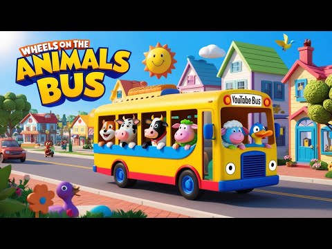 "🚍💨 The Wheels on the Animal Bus Go Round & Round! Fun Nursery Rhymes for Kids!"