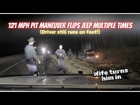 121 MPH PIT MANEUVER FLIPS JEEP after driver flees Arkansas State Police traffic stop #pursuit #pit