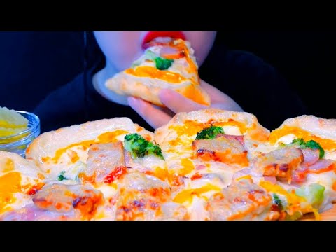 ASMR Cheese Sweet Corn Capsicum Pizza Eating Vlog, Mukbang 치즈 달콤한 옥수수 고추 피자 먹기 @ribongasmr4431