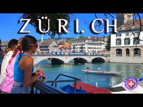 ZURICH SWITZERLAND ✨ Swim in Limmat River / City Center walking tour to Bahnhofstrasse  4K HDR