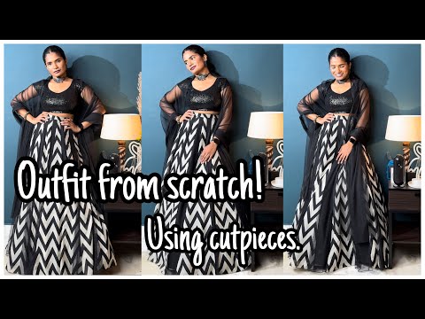 Outfit From Scratch using Cutpieces | Making an outfit using Fabric Scrapes | nayalooks