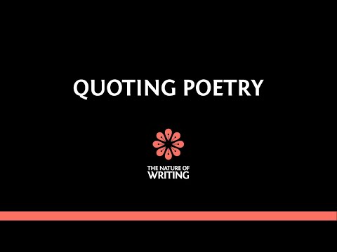 Quoting Poetry | MLA | Essay Writing