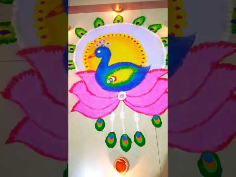 Diwali🕯 special RANGOLI made by my 👸princess 🪔🪔💖🦚🦚🥰#diwalivibes#rangoliart#short#trending#beautiful