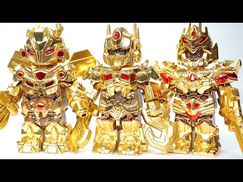 LEGO Transformers One Gold Optimus Prime | Gold Bumblebee Gold Megatron Unofficial Lego Minifigures